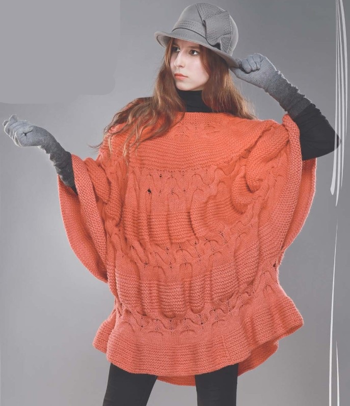 pulover poncho spicami - Вязаный пуловер пончо спицами схемы и описание